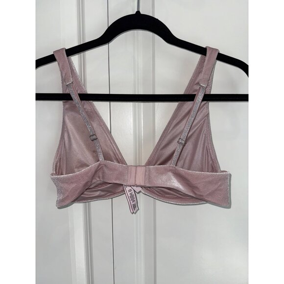 Victoria’s Secret Dusty Pink Sparkle Velvet Wireless Plunge Bralette size Large - Picture 4 of 5